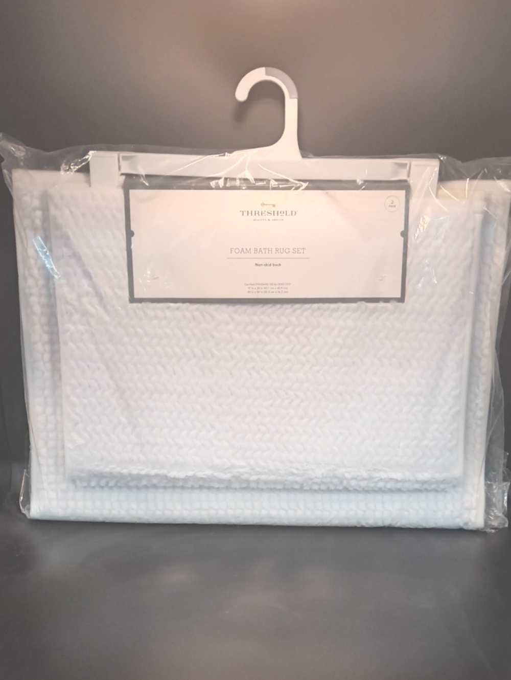 Threshold White Foam Bath Rug Set - Textured Waffle  WHITE ON WHITE